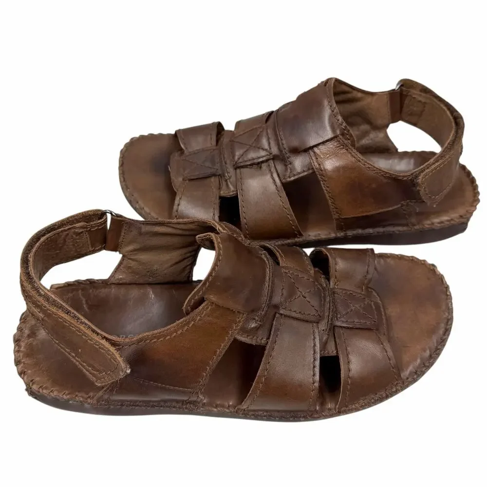 Florsheim Men Brown Leather Fisherman Sandals Strappy Slingback Comfort Sz 9M
